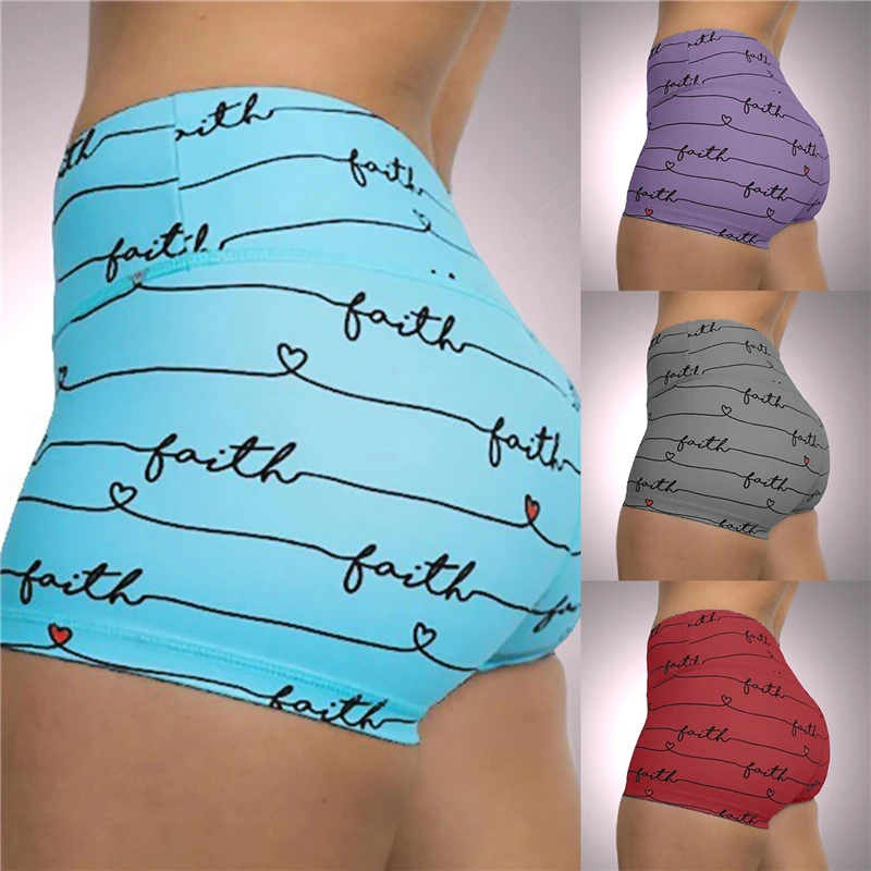 

Summer Women Casual Shorts High Waist Letter Heart Printed 2021 New Ladies Skinny Beach Fashion Shorts