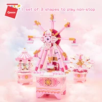 qman 418pcs friend series princess castle building blocks rotating music box dream park bricks kit toys for children gift girls