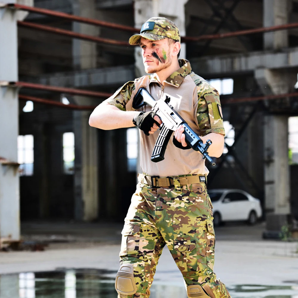 Тактическая Военная форма Летняя короткая рубашка армейская Боевая тактические