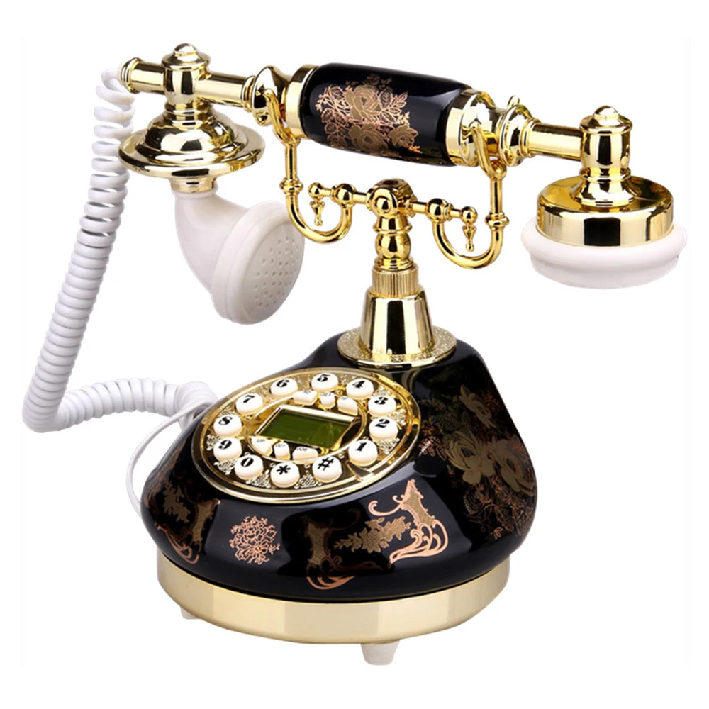 Retro Phone Corded Old Fashion Antique Landline Telephone Wired Home Office Telephones Black Home Phones Novelty Electronic Gift