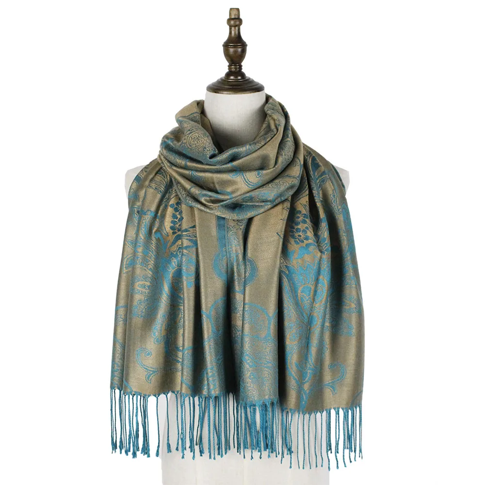 Жаккардовый шарф из искусственного шёлка Женские палантины платки Mujer бренд