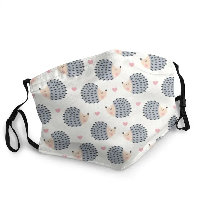 

Kawaii Hedgehogs Love Non-Disposable Face Mask Unisex Animal Anti Haze Dustproof Protection Cover Respirator Mouth Muffle