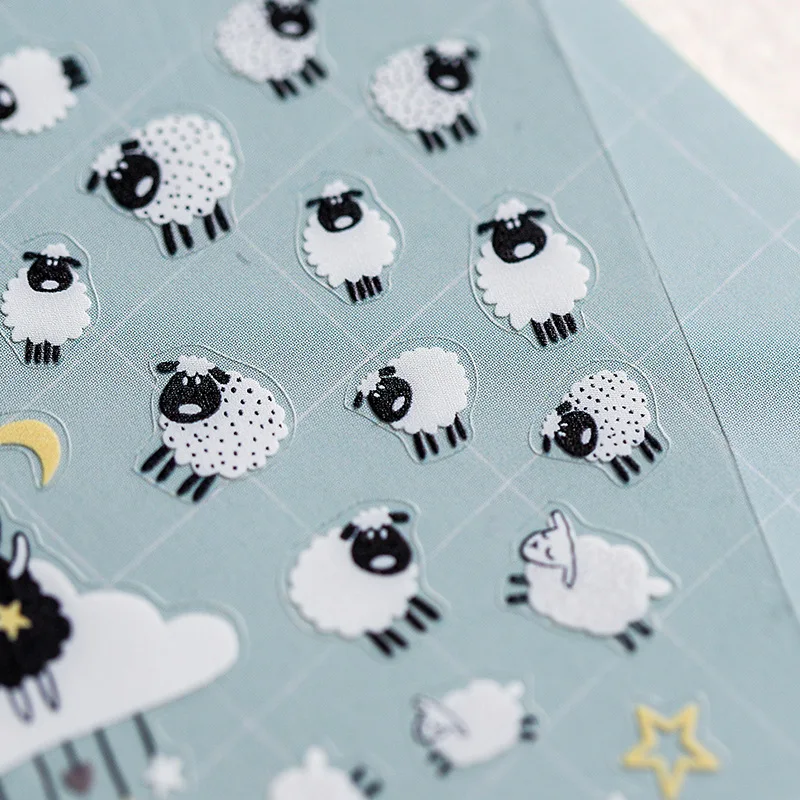 

2021 Cartoon Moon and Star Stickers DIY Adhesive Sticker Decals Tool Sheep Deisgn Nail Art Tattoo Decoration TZ040-1