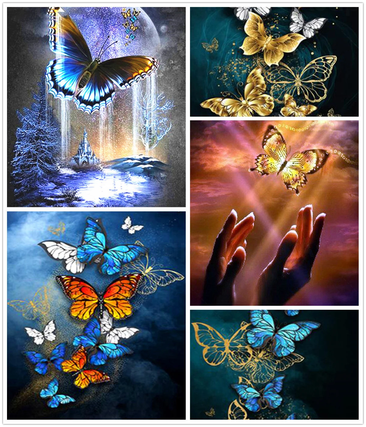 

Colorful Butterflies 5D Diy Full Square and Round Diamond Painting Embroidery Cross Stitch Kit Wall Art Handcraft Home Decor