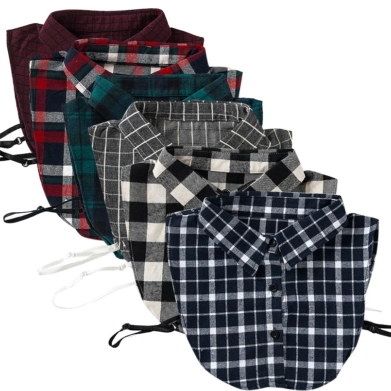 

Sitonjwly White Lapel Fake Collar for Women Korean Plaid Detachable Lapel Shirt False Collar Female Half Shirt Blouse Top
