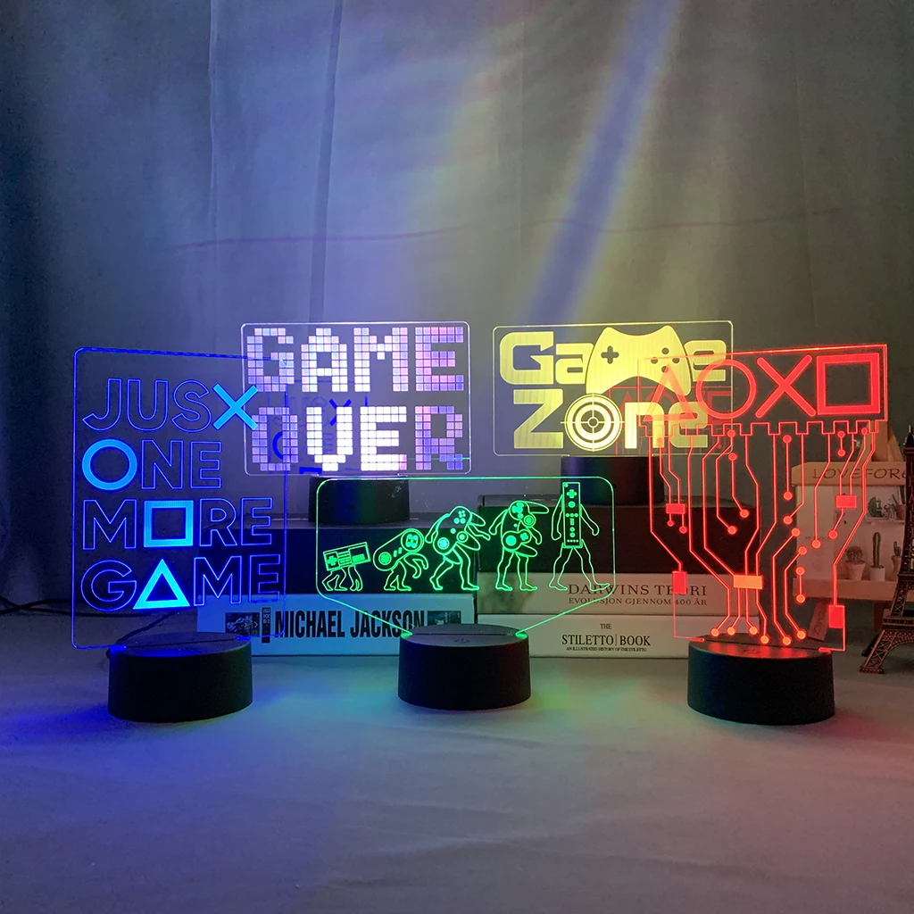 

Acrylic 3d Led Light Gamepad Evolution Night Light for Bedroom Game Room Decor Cool Kids Birthday Gift Desk Lamp Game Controller