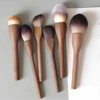 1pcs european vintage wood handle makeup brush high quality loose powder blush foundation brush super soft theatre makeup