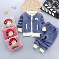 cartoon baby boy clothes set knitting warm toddler girl winter clothes sets long sleeve topspants children clothing 6 24 months