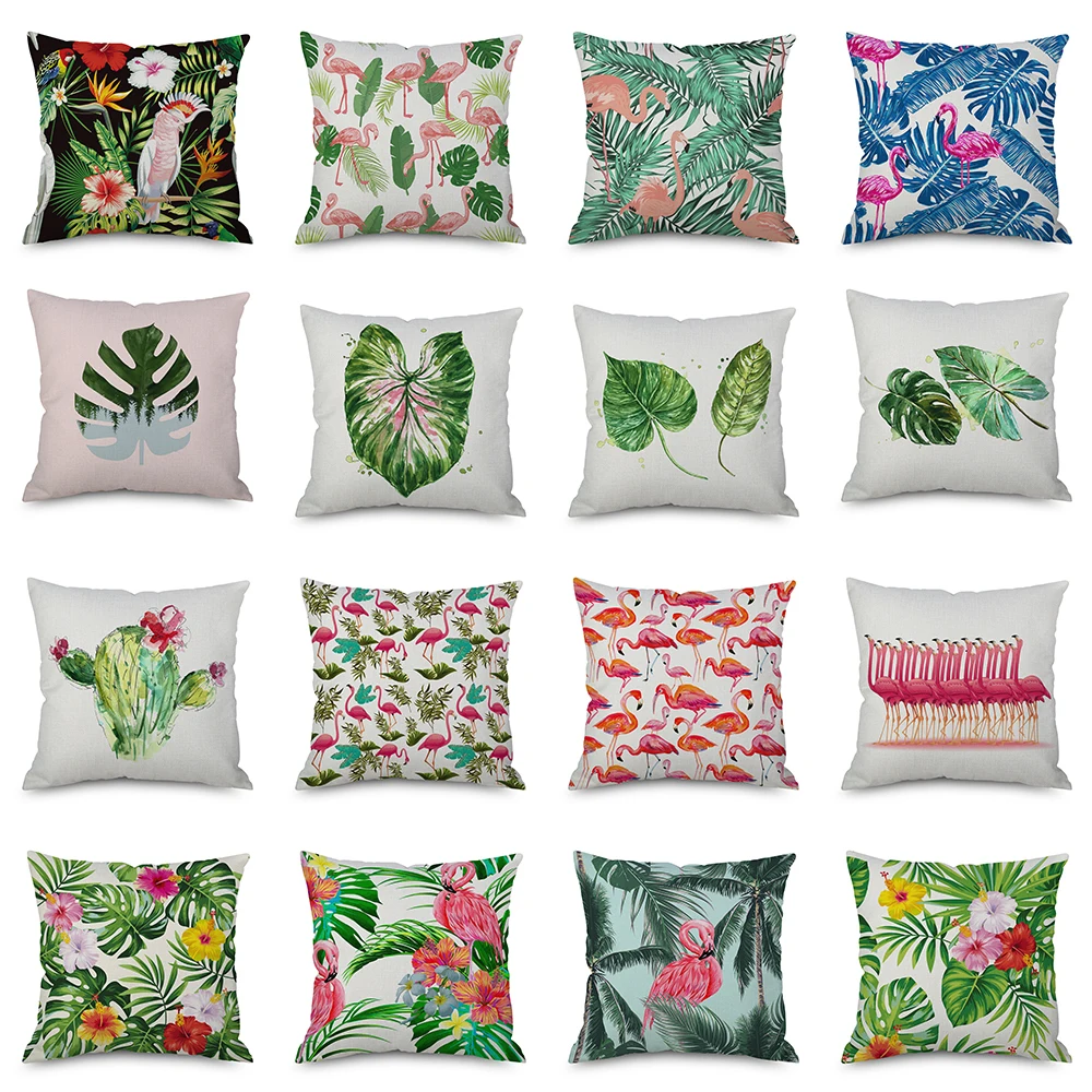 

2021 Tropical Plants Pillow Case Office Home Decor Sofa Cushion Cover Pillowcase Outdoor Camping Car Throw Pillow Cover 45x45cm