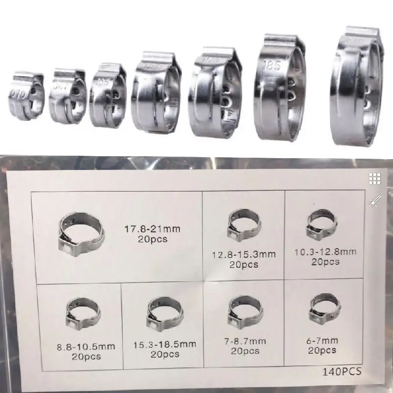 140 шт. 304 хомут для шланга из нержавеющей стали с тройным зажимом регулируемый