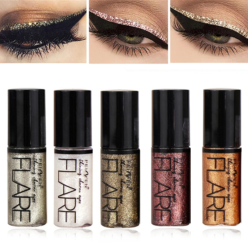 

New Professional Shiny Eye Liners Cosmetics for Women Pigment Silver Rose Gold Color Liquid Glitter Eyeliner Cheap Makeup