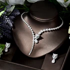 HIBRIDE шармы трендовые женские длинные ожерелье серьги набор AAA кубический циркон Висячие серьги для женщин Свадебные аксессуары для вечеринок N-1776