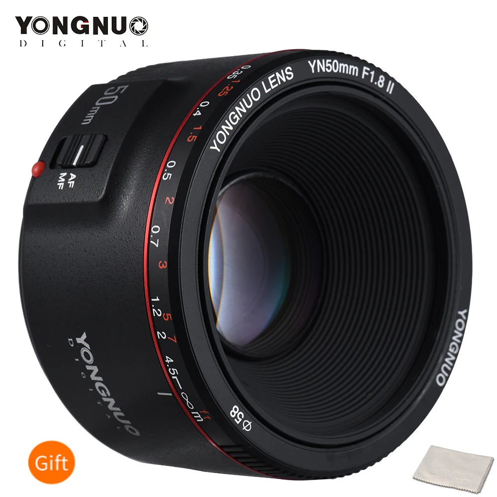 Светодиодная лампа для видеосъемки YONGNUO YN50mm F1.8 II Стандартный объектив с