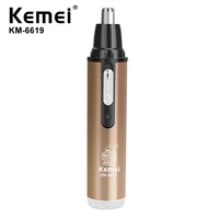 kemei mini rechargeable clectric nose hair trimmer personal cleansing care portable nose hair cleaner km 6619 champagne color