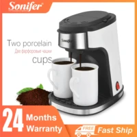 American Drip Coffee Machine Kitchen Appliances Dripping Coffee Maker Automatic Brew Tea Powder Milk Ceramic Double Cup Sonifer