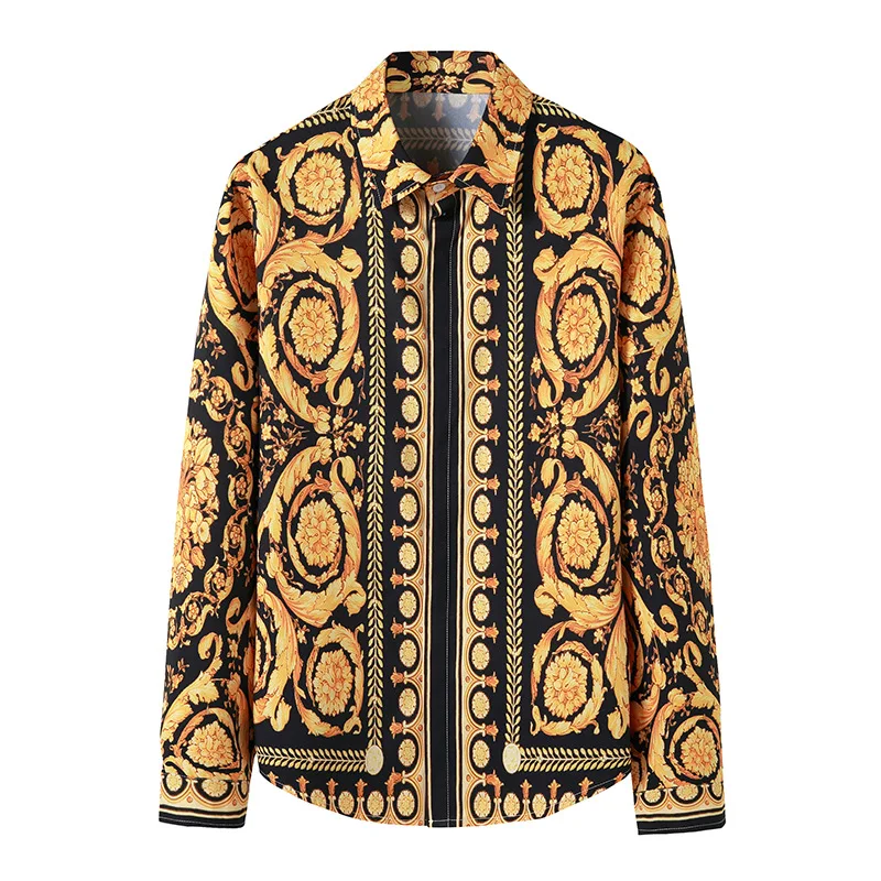 

Luxury Royal Shirt Men 2022 Brand Long Sleeve Mens Dress Shirts Baroque Floral Print Shirt Men Party Formal Shirt Camisas Hombre