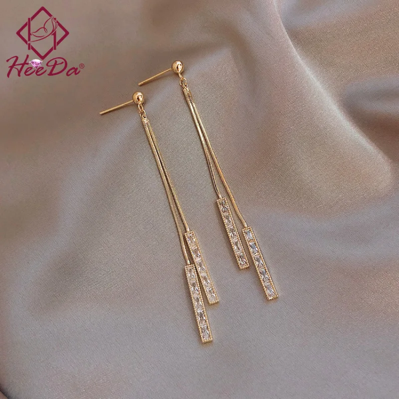 

Women Korean Fashion Long Tassel Stud Earrings 2021 Lady Graceful Joker 925 Silver Needle Geometric Ear Accessories New Jewelry