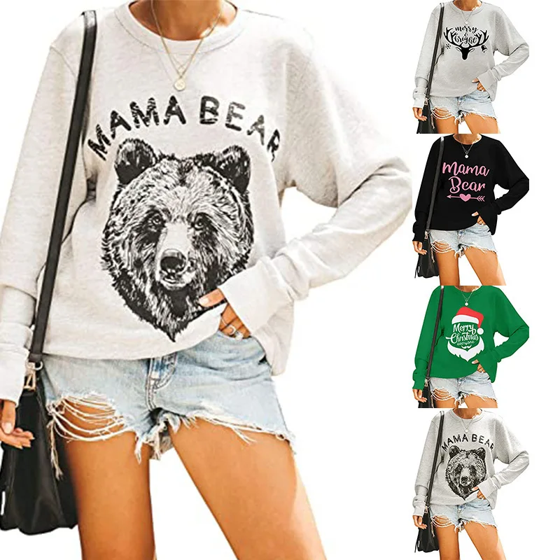 

European and American lazy style printing temperament commuter loose round neck pullover long sleeve sweatshirt new fall 2021