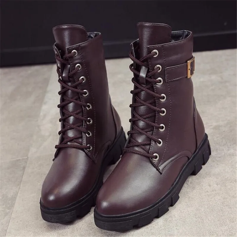 

New high-top leather ladies casual women's boots warm casual comfort wear-resistant non-slip ankle winter boots women shoes