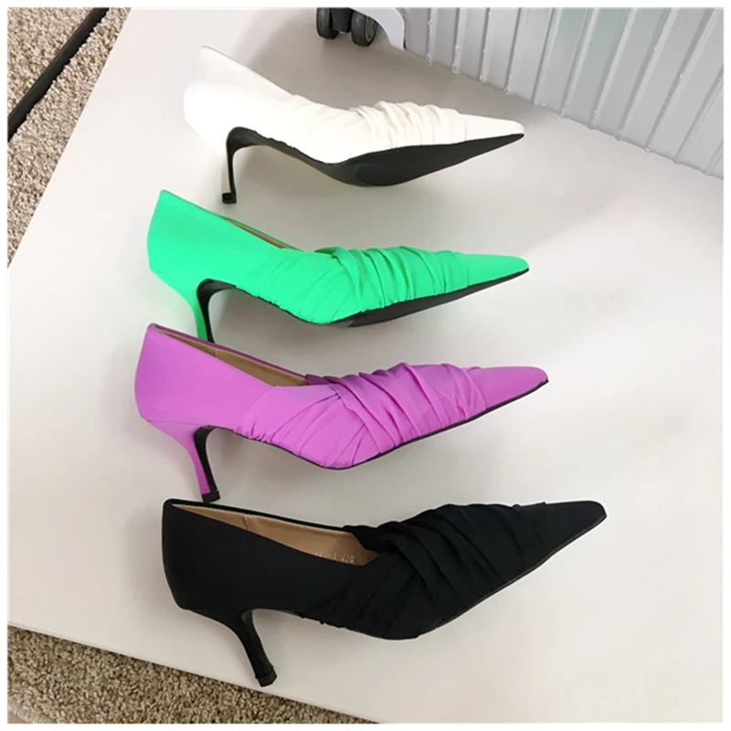 

Spring Elegant Ladies Pumps Shoes Thin High Heel Slip On Women's Office Working Shoes Female Mesh Bowtie Pumps Shoes