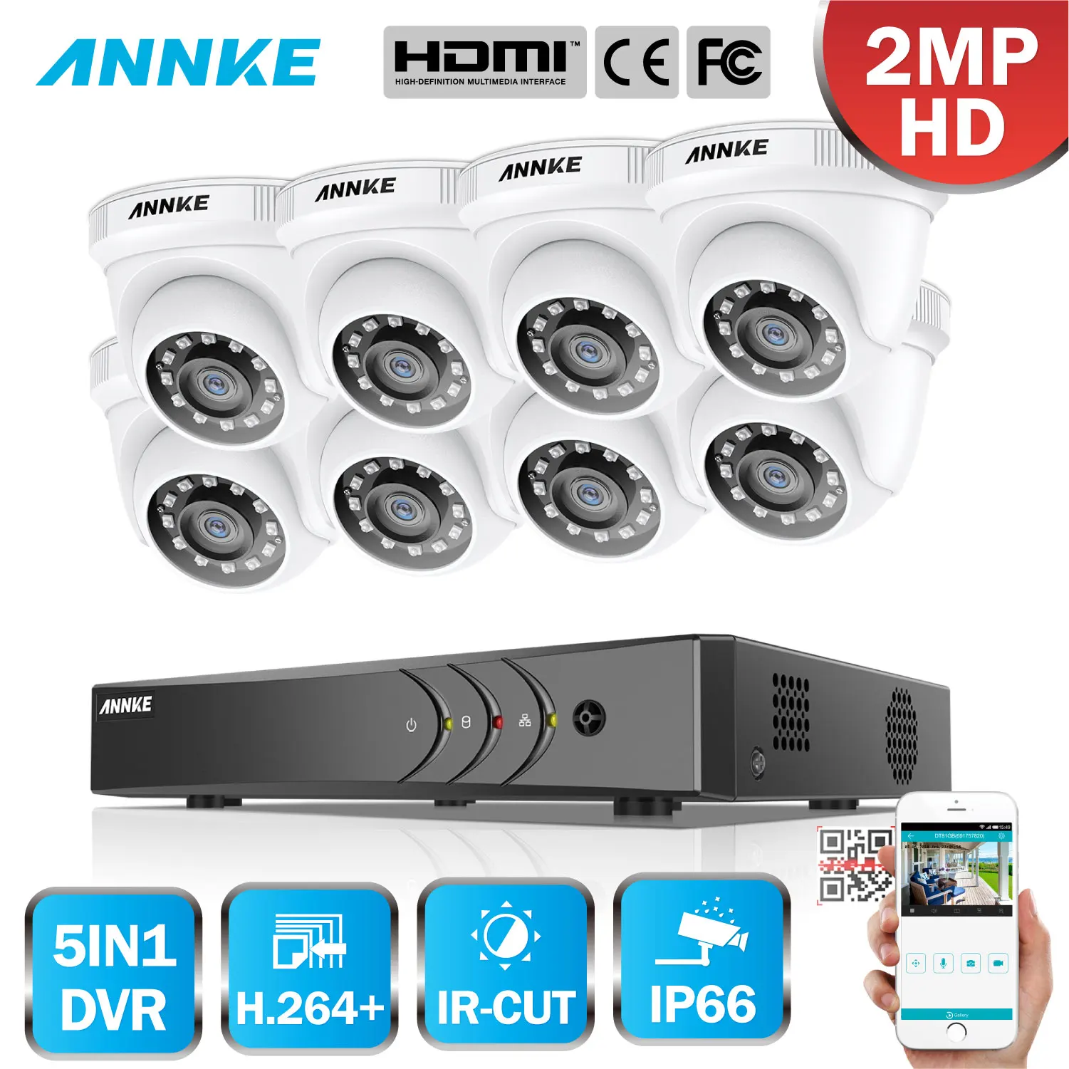 Камера видеонаблюдения ANNKE система домашней безопасности 8 каналов 1080P H.264 + 5 в 1