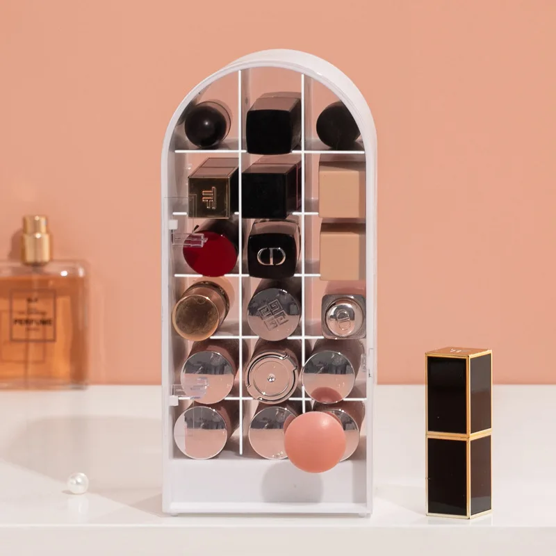 

18 Grid Lipstick Holder Makeup Organizer Cosmetic Storage Box Lip Gloss Display Stand Transparent Plastic Box with Lid Dustproof