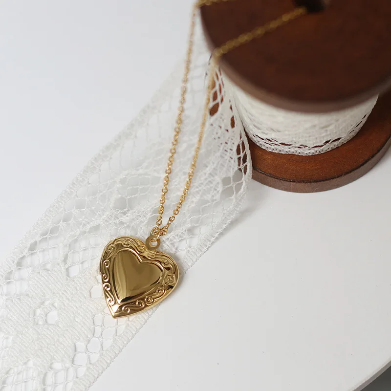 Amaiyllis 18K золотое женское ожерелье с сердцем фоторамка на память Романтическая