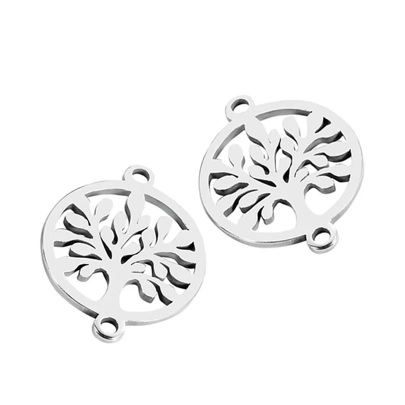 

10pcs/lot Tree of Life Bracelets Connectors Stainless Steel Charm Connector DIY Bracelet Jewelry Making Accessories 13.5X17.5mm