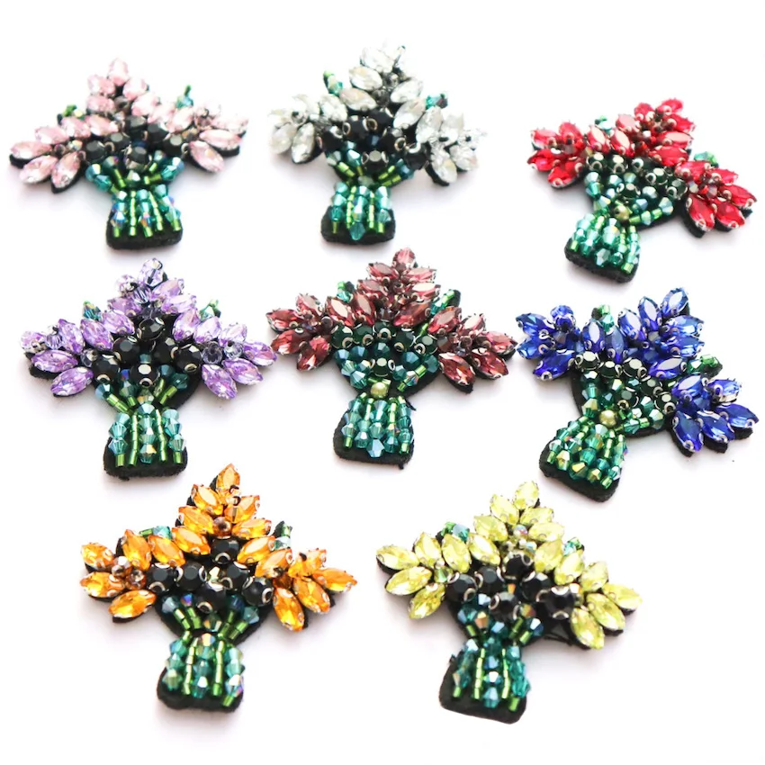 1 шт. Красивый букет цветов Стразы бисерное покрытие патчи ручной работы одежда с