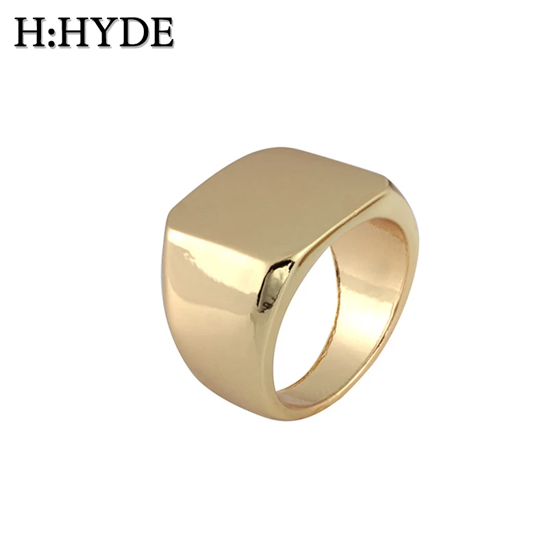 Мужское кольцо с квадратным кольцом H:HYDE черное/Золотое отполированными