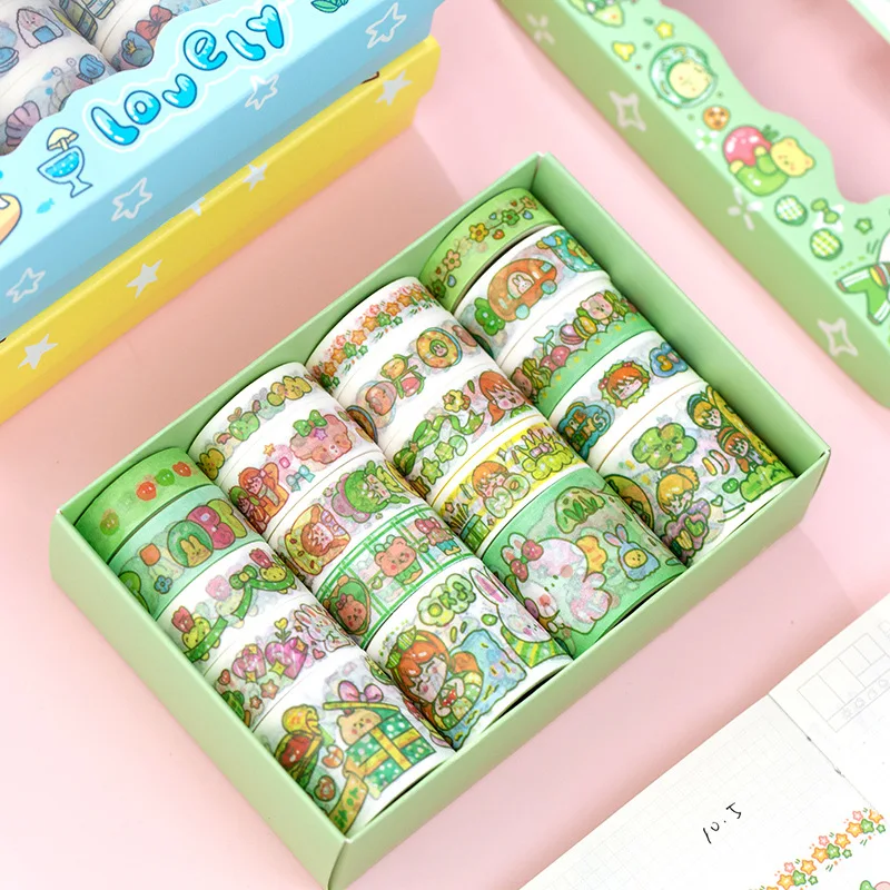 20 Rolls Washi Paper Sweetheart Cartoon Cute Decorative Adhesive Masking Tape Set for Arts Crafts Beautify Journals Planners | Канцтовары