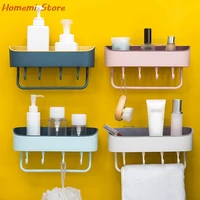 multifunction bathroom storage rack waterproof free punch self adhesive set bathroom shelf storage rack with hook