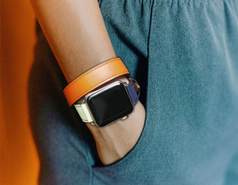 Кожаный ремешок для apple watch band 42 мм 38 мм iWatch band 44 мм 40 мм двойной походный браслет ремешок для часов apple watch 4 3 21 аксессуары