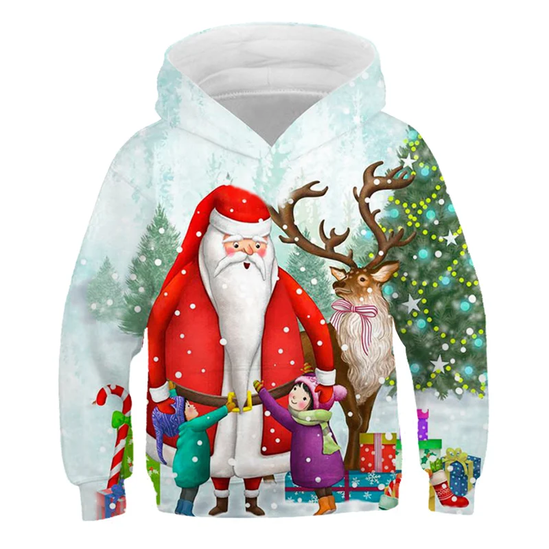 

2021 Kids 3D Hoodie Christmas Sweatshirt Long Sleeve Children Cloth Boys/Girl on Cool Tops 4-14T2