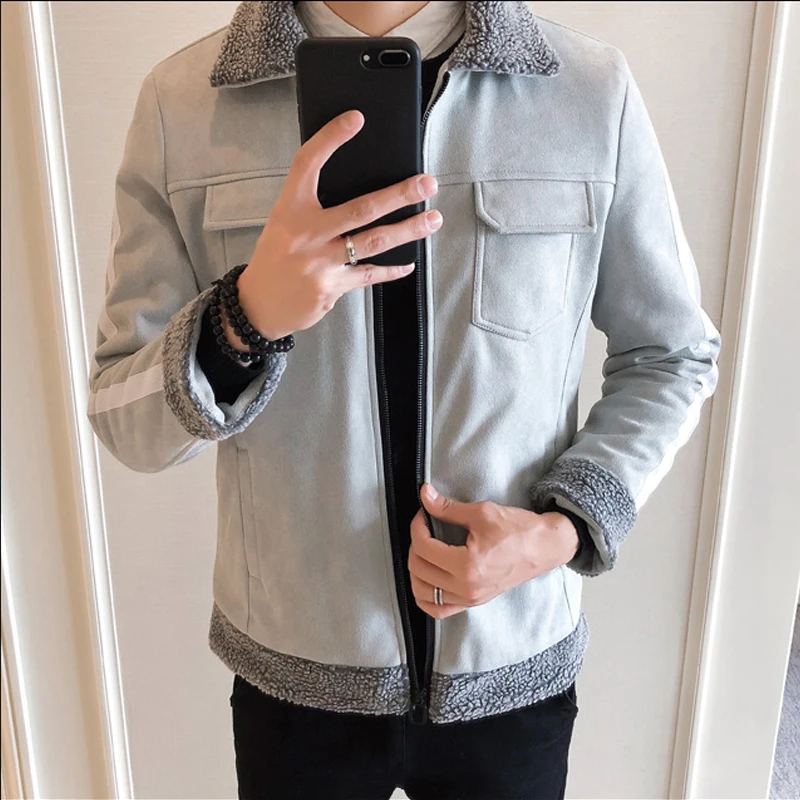 

Men's Classic Corduroy Lambwool Lining Button Up Jacket Winter Short Coat Men Coats Parka N051