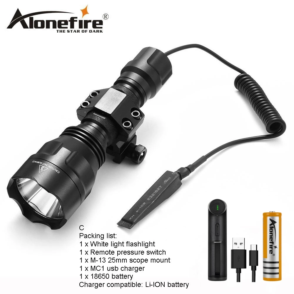 C8 M-13-C AloneFire C8 CREE XM-L2 T6 светодиодный тактический светильник фонарь страйкбол прицел ружья светильник 18650 перезаряжаемый аккумулятор - Испускаемый цвет: C8 M-13-C