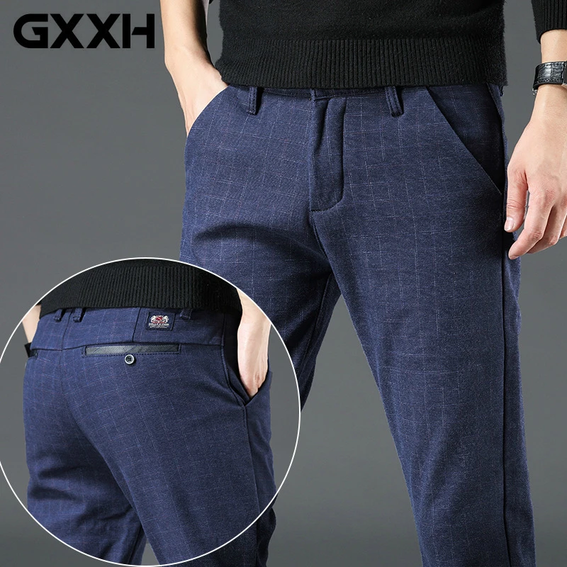 Мужские облегающие клетчатые брюки осень 2019 модные для бега повседневные