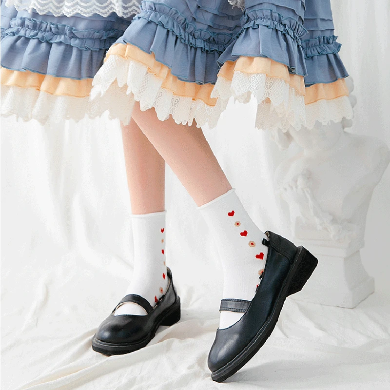 Забавные милые японские школьные хлопковые Свободные Носки с рисунком вишни для
