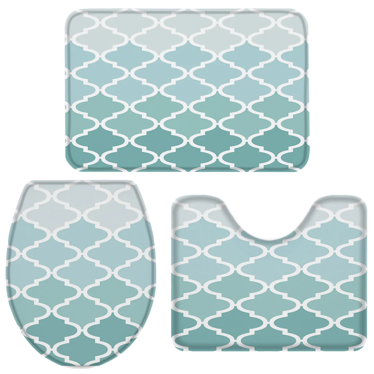 Набор из 3 предметов для ванной с геометрическим рисунком синего зеленого