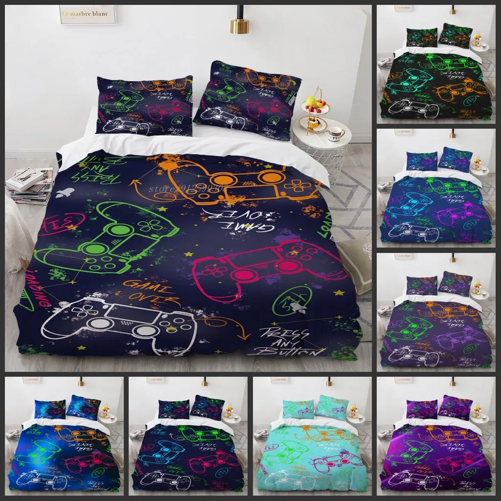 

Gamer Bedding Sets Duvet Cover Kids Boys Girls Color Bed Set Fashion Game Handle Quilt Comforter Covers 2/3 Pcs