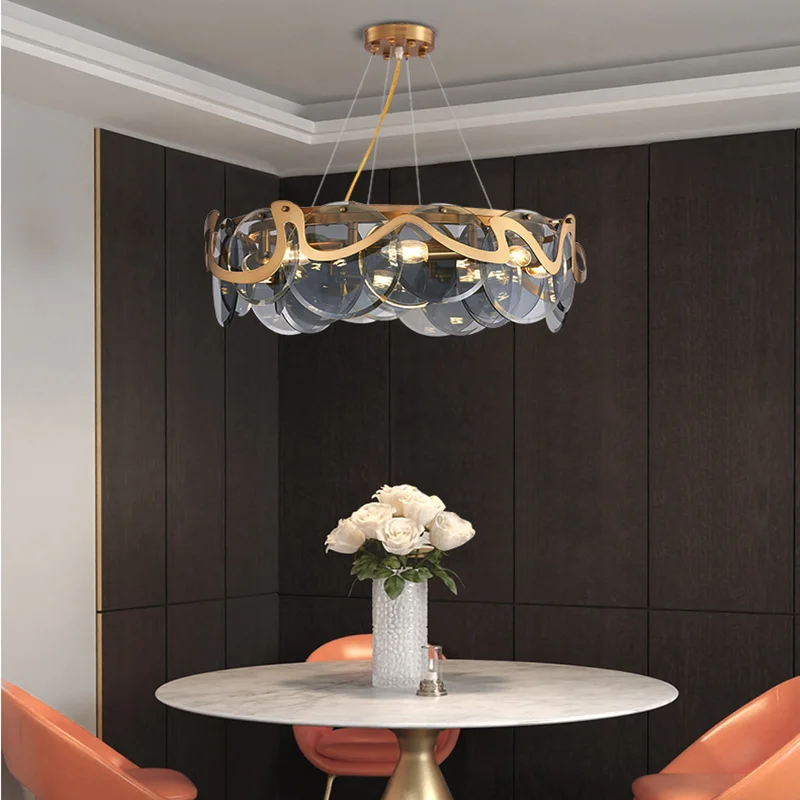Postmodern chandelier light luxury living room simple glass bedroom dining Nordic creative personality bar crystal li | Лампы и