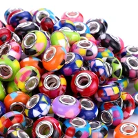 10 pcs large hole round polymer clay spacer beads murano bead fit pandora bracelet pastel charms pendants necklaces jewelry diy