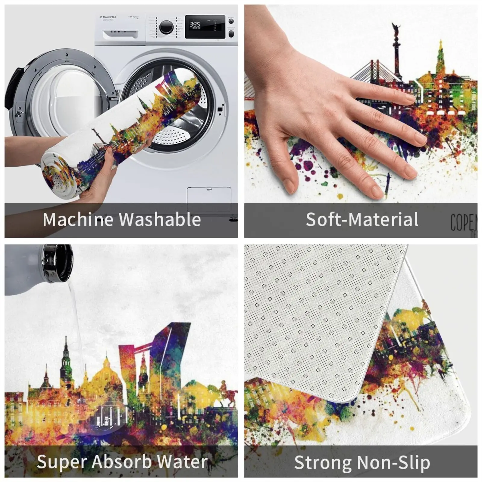 Ковровый коврик Копенгагена Skyline мягкий нескользящий Копенгаген Дания | Дом и сад