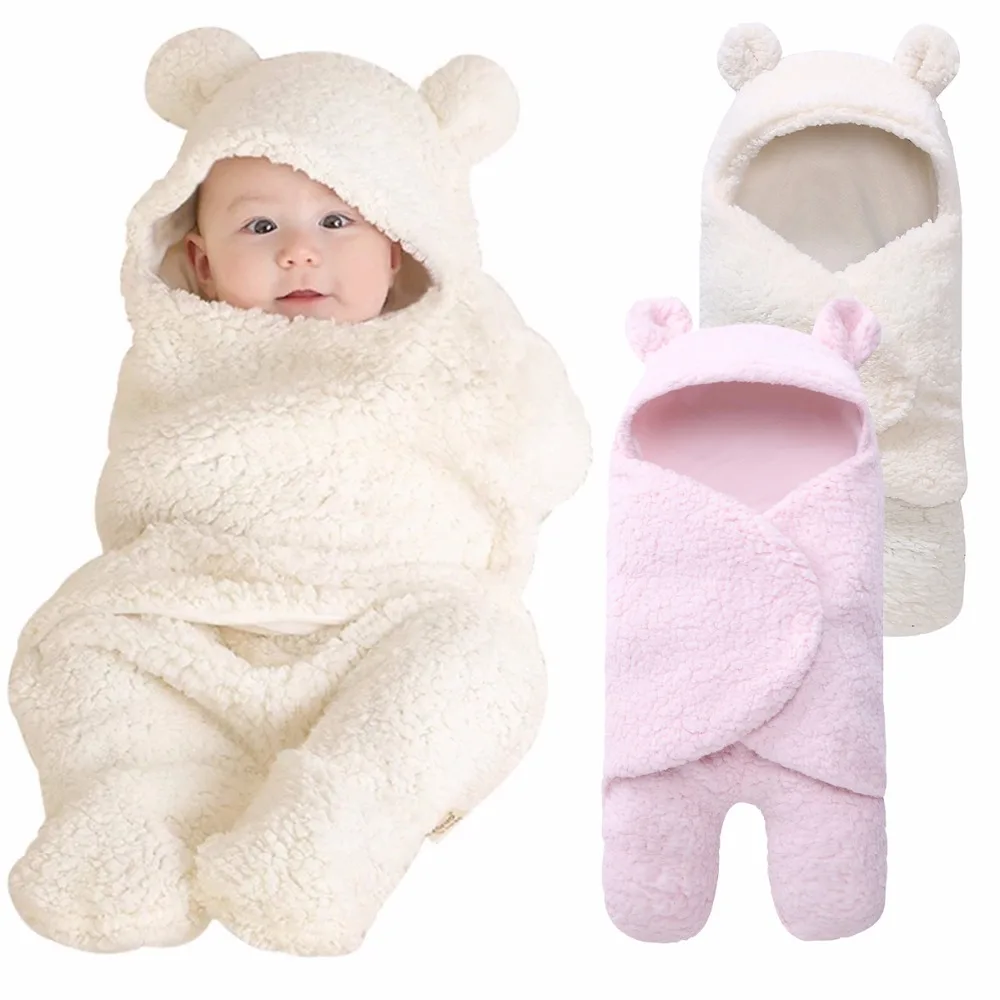 

Newborn baby blanket 0-12 months baby wrapped lambskin cotton blanket split leg sleeping bag