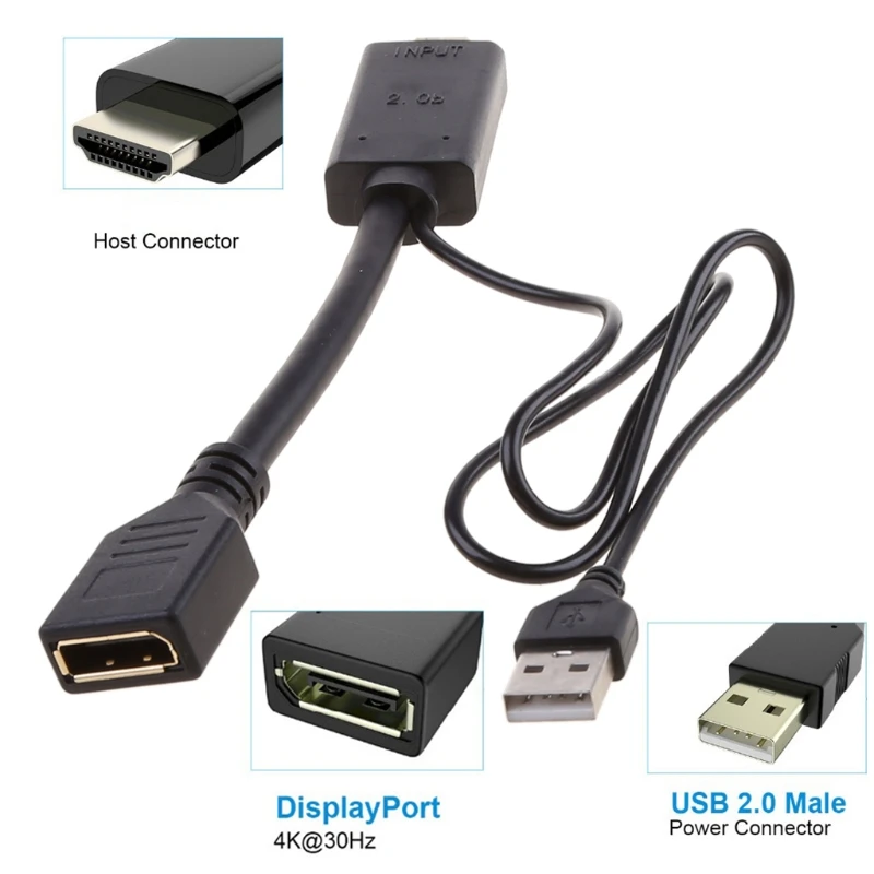 

DP active USB power supply 4K USB Powered HDMI-compatible Male to DP Display Port