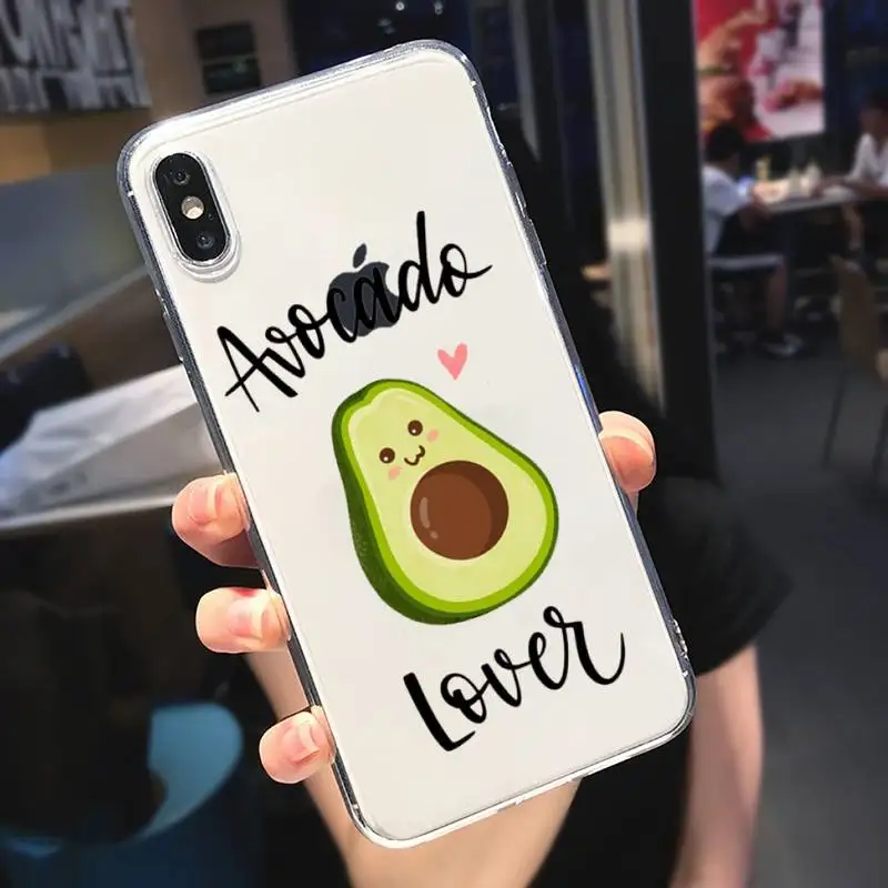 

cute cartoon Avocado pattern Phone Case Transparent for iPhone 6 7 8 11 12 s mini pro X XS XR MAX Plus