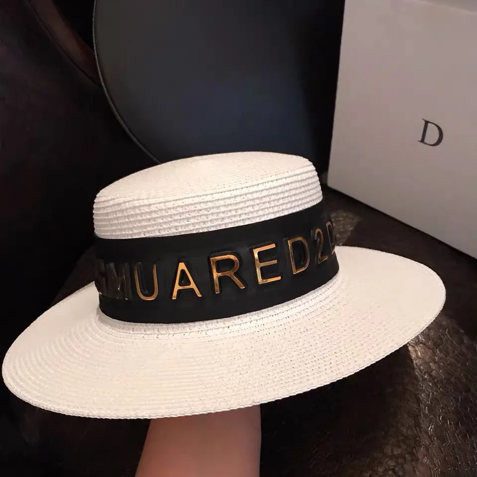Шляпа Женская в британском стиле Панама с 3D надписью Соломенная летняя |
