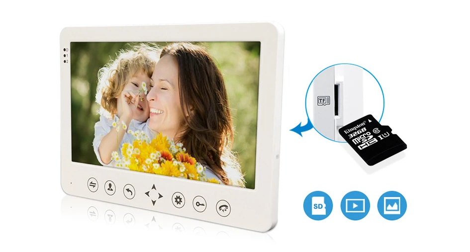 JeaTone 1" сенсорная кнопка дверной монитор видеодомофон домашний дверной телефон рекордер система управления Дверной замок на двери Громкая связь