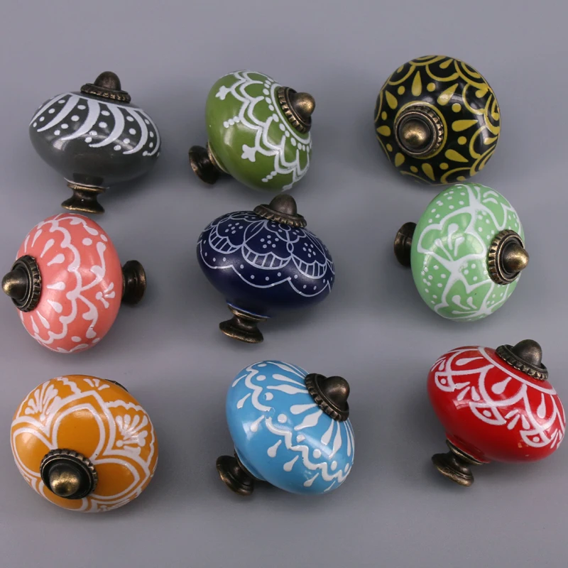 Декоративные керамические ручки для шкафа винтажные фарфоровые круглые ящиков