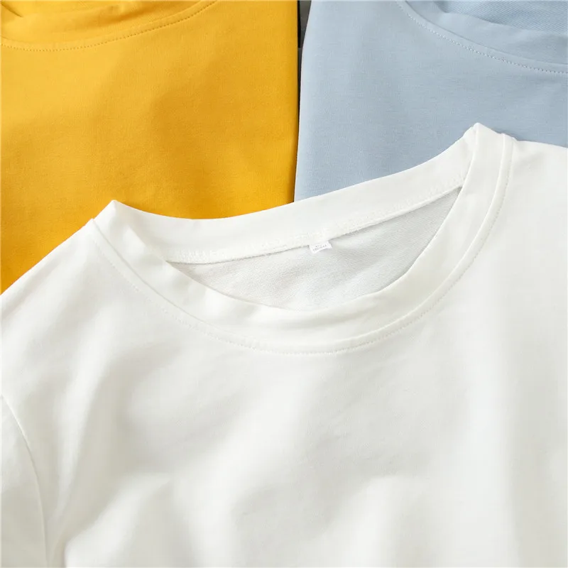 ond przycięte t-shirty z długim rękawem damskie przyczynowe koszulki okrągłym dekoltem wiosna 6 kolorów elegancka odzież uliczna na wszystkie